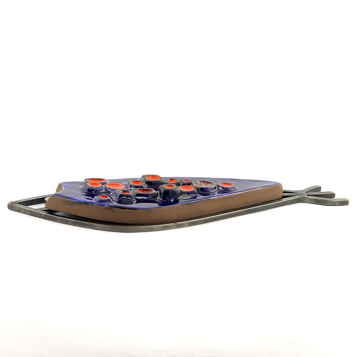 Aimo Nietosvuori (1960s) Pottery/Iron Fish Wall Plaque 30 cm #857