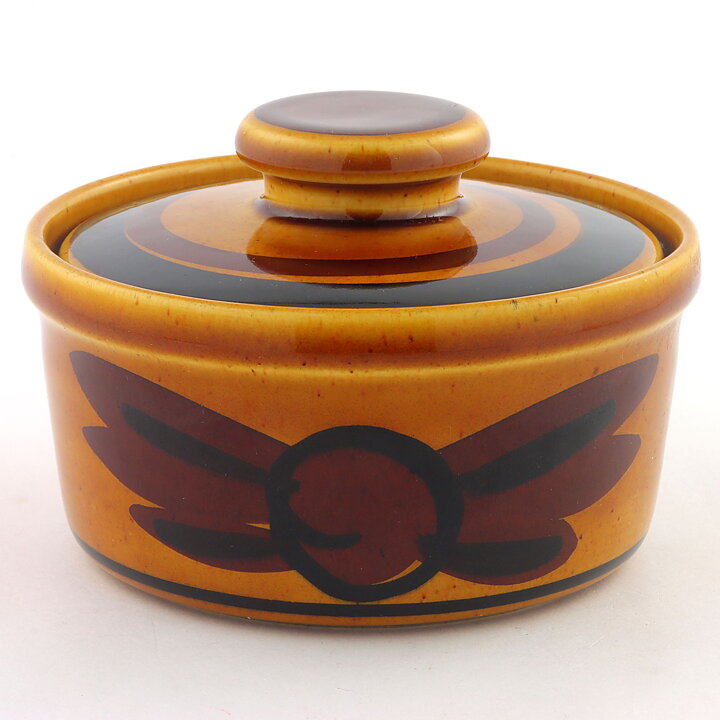  Carl-Harry Stålhane (Tuna 1971) Sugar Bowl with Yellow/Brown Decor 11/7 cm