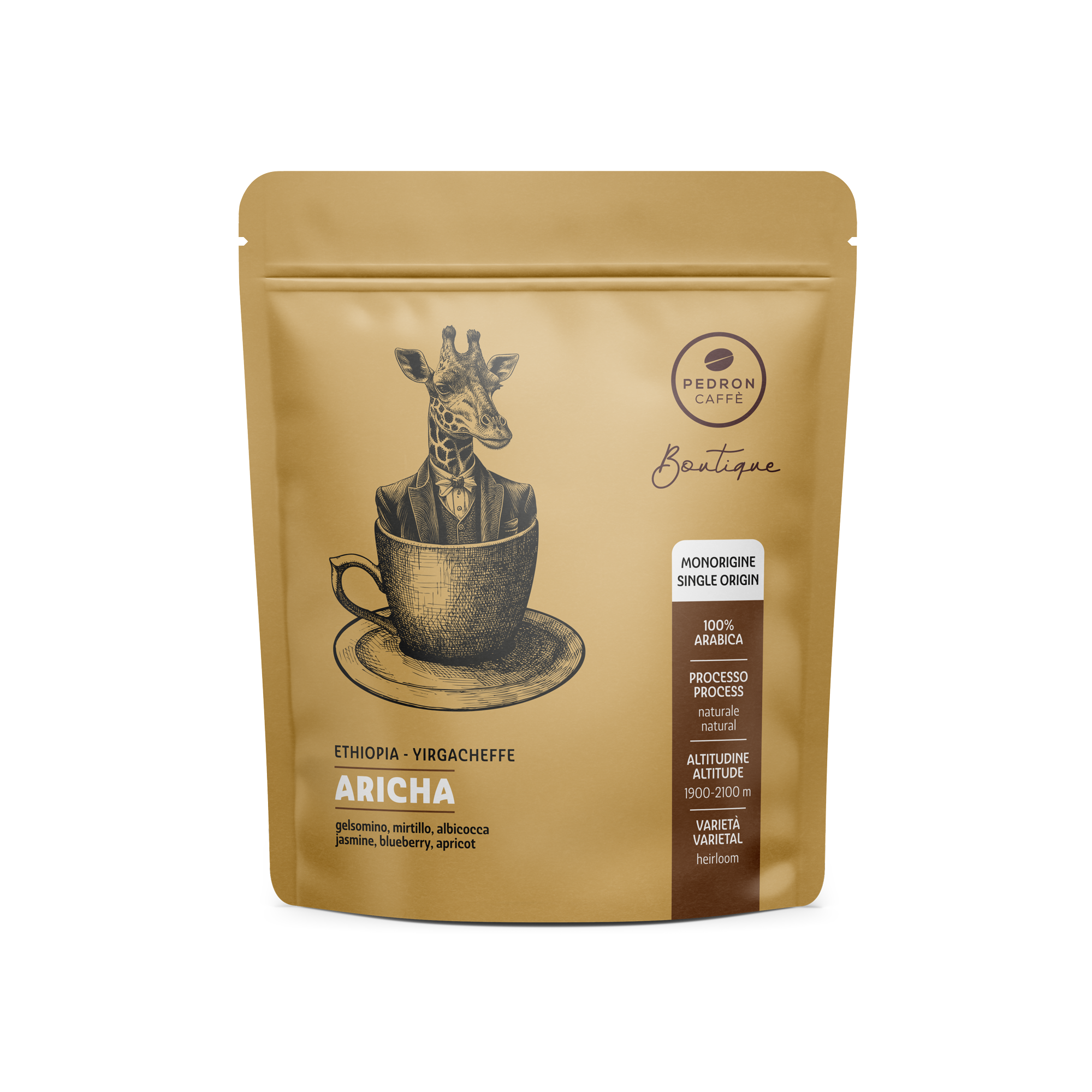 Pedron Caffé - Aricha - Natural - Ethiopia - Mellanrostade kaffebönor - 250g