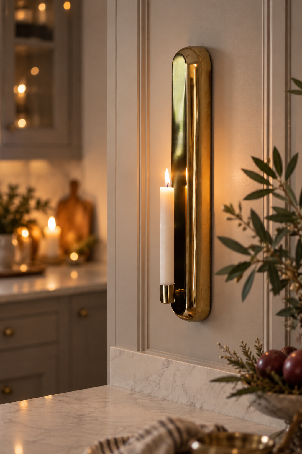 Brass wall sconce for taper candles - 2