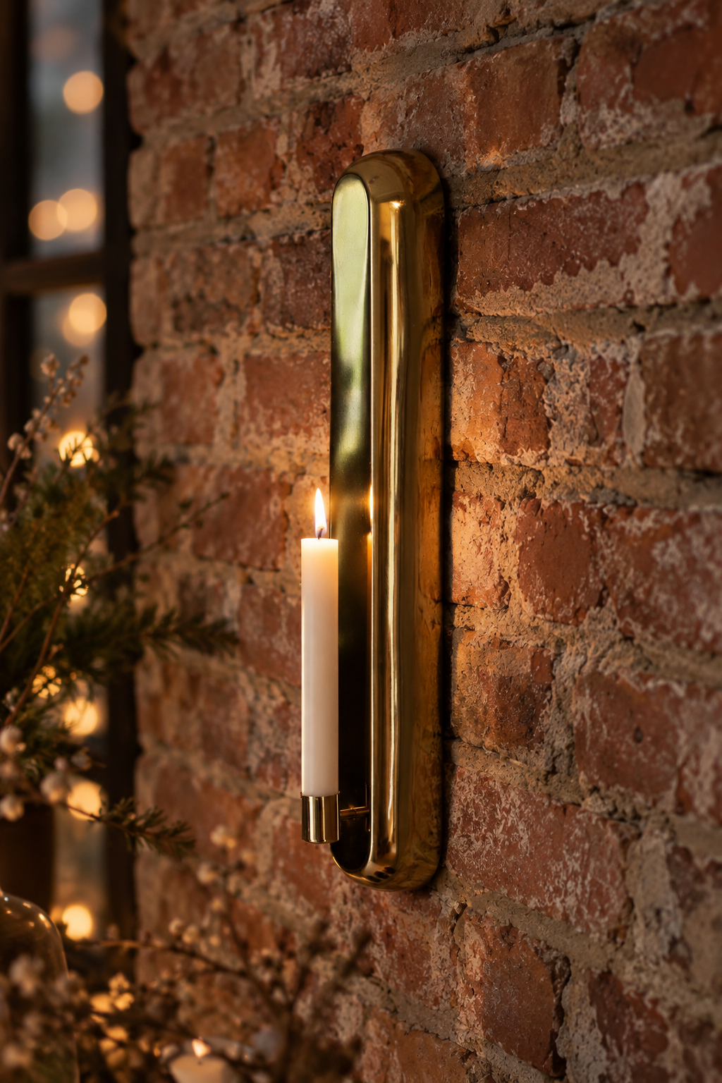 Brass wall sconce for taper candles