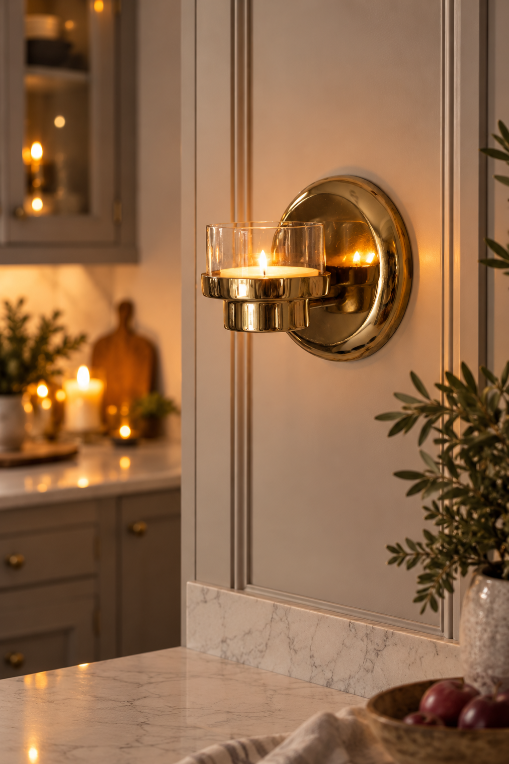 Brass wall sconce for tea light