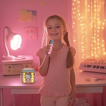 Hello Kitty PopSing Trådlös Karaoke Högtalare och Mikrofon med LED-Ljus