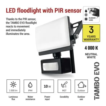 EMOS Strålkastare TAMBO EVO, 10W, 1000lm - Sensor - 6