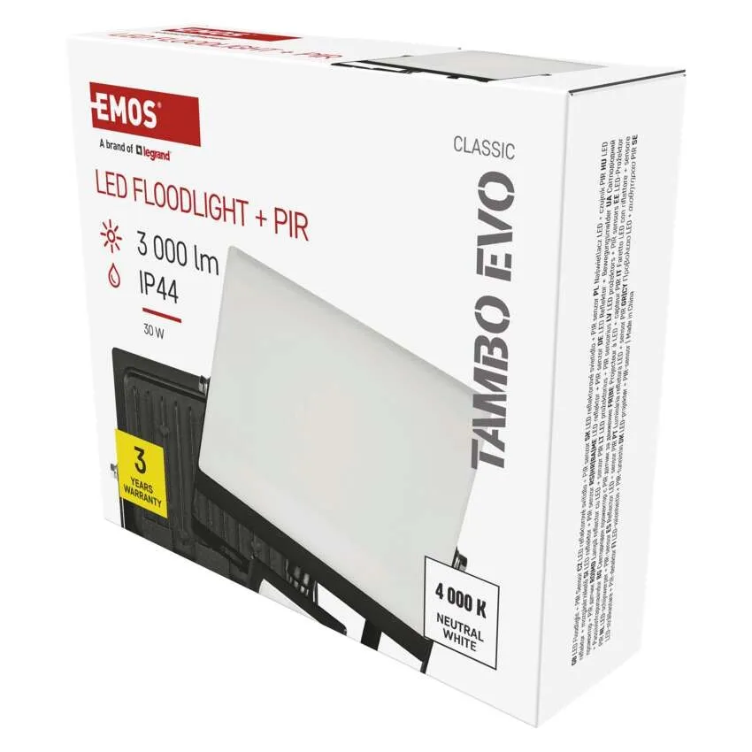 EMOS Strålkastare TAMBO EVO, 30W, 3000lm - Sensor - 7