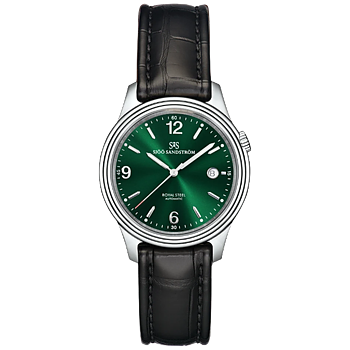 Sjöö Sandström 009338 Royal Steel Classic 41 grön med svart alligatorband