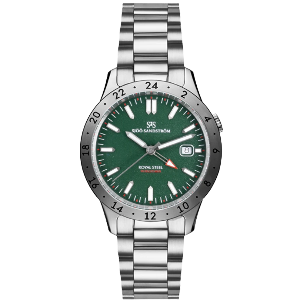 Sjöö Sandström 022672 Royal Steel Worldtimer 41 grön 