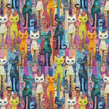 Tyg: Multi Packed Quilt Cats