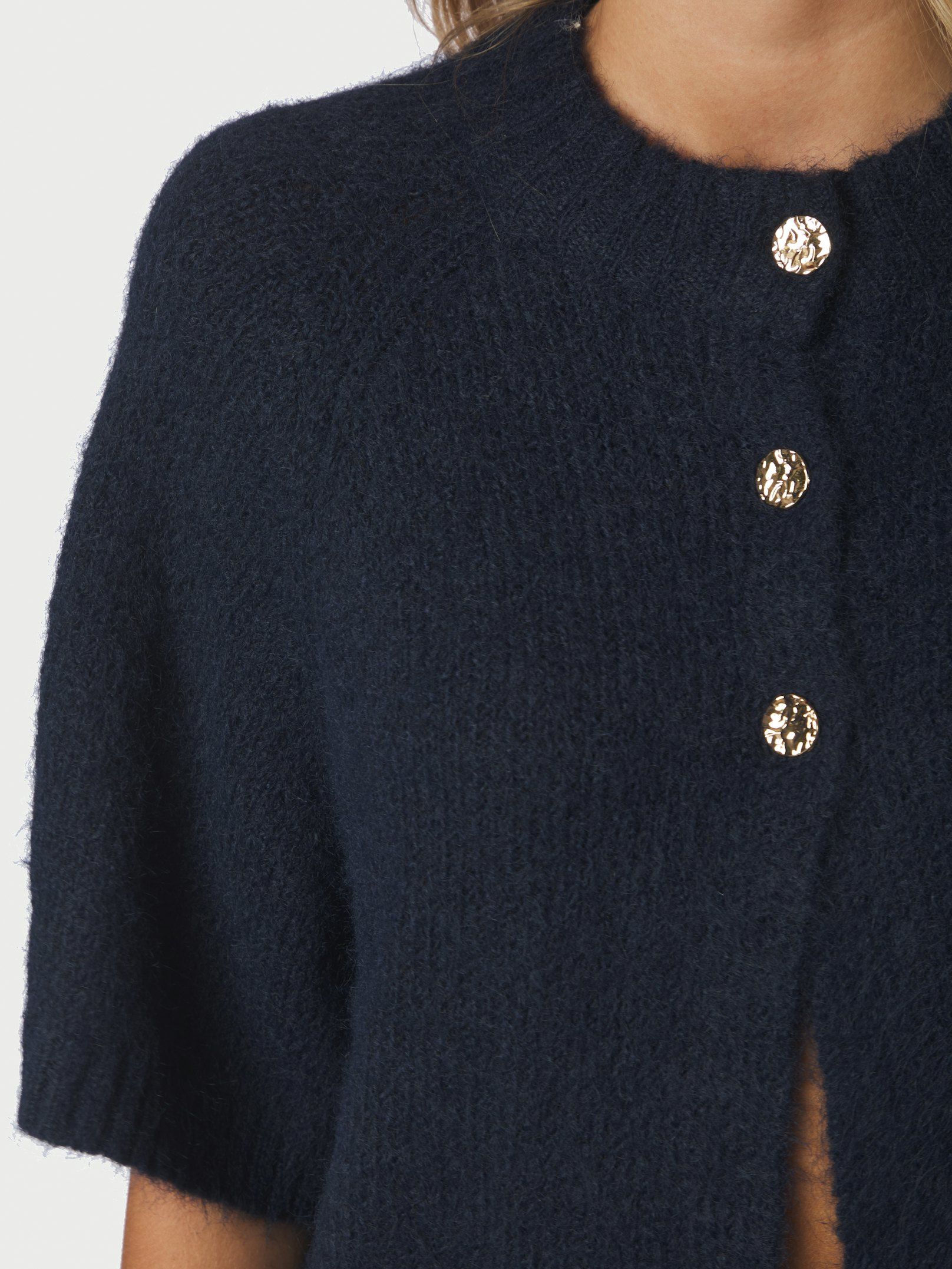 Neo Noir Benuta Fluffy Knit Cardigan Navy - 5
