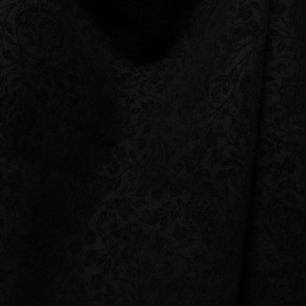 Wool blend - embossed flowers black - 2