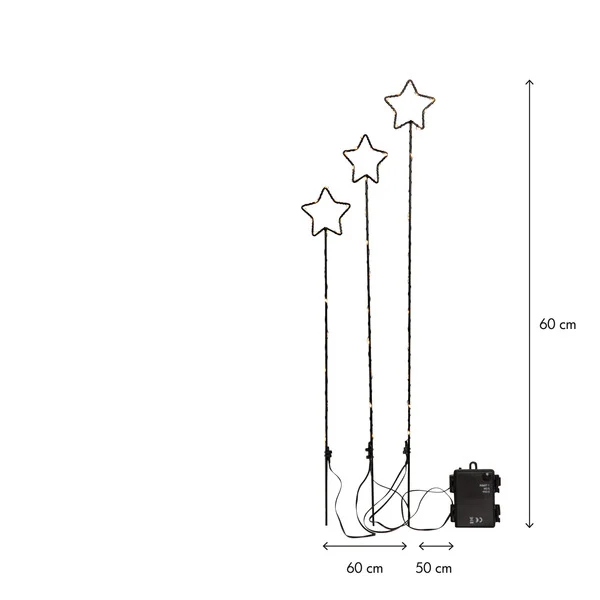 Stjärnor På pinne 3-pack Timer/batteri - För utomhusbruk - 3