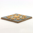 Aimo Nietosvuori (1970s) Squared Wall Plaque with Colorful Flower Decor 20 cm