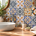 Marrakech Mix – Blå & Terrakotta Kakeldekor