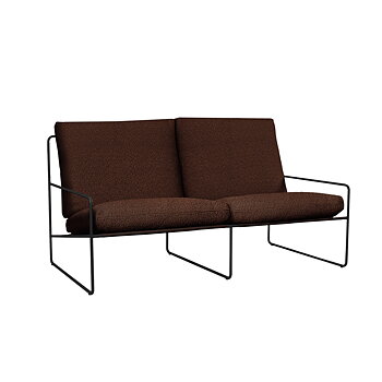 Desert 2-personers sofa, sort, Pure Bouclé, Chestnut, Ferm Living