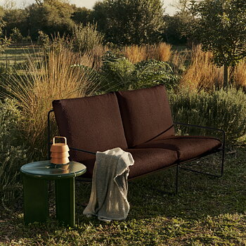 Desert 2-personers sofa, sort, Pure Bouclé, Chestnut, Ferm Living