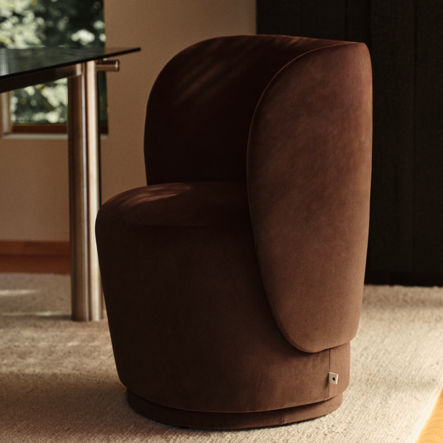 Rico klubbstol, svingbar, Rich Velvet, kaffefarge, Ferm Living - 2