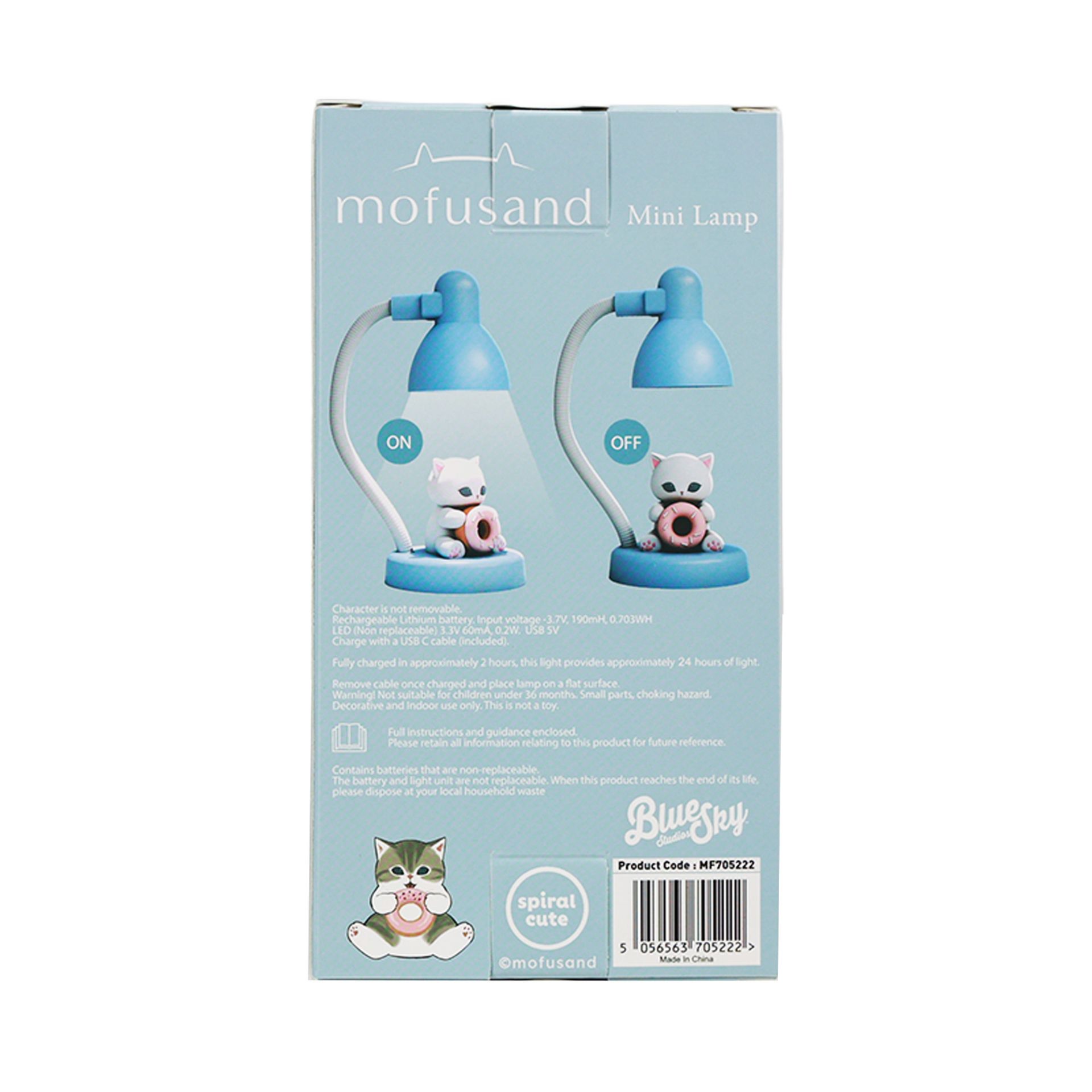 Mofusand Mini LED-lampa med Figur 12 cm - Laddningsbar - 7