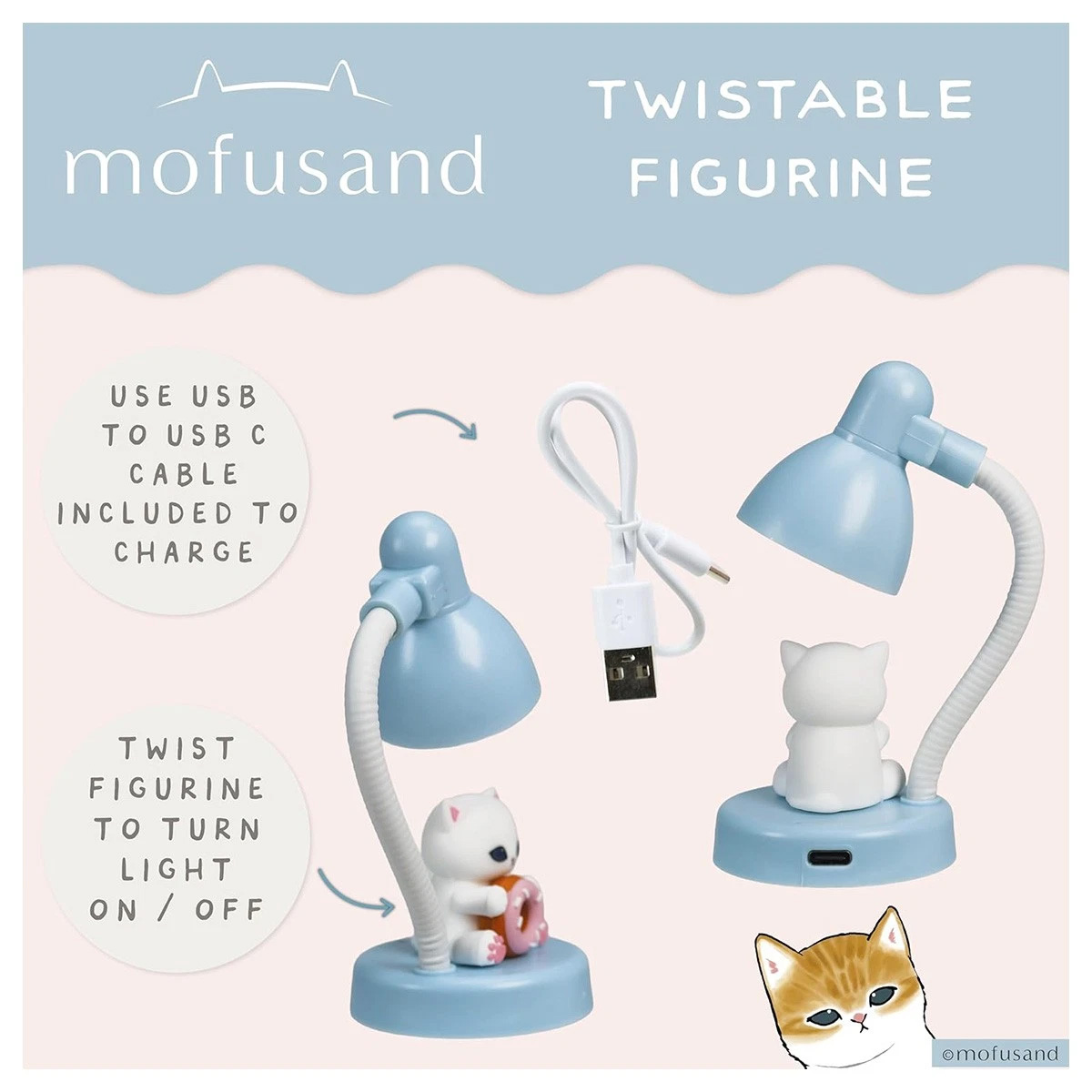 Mofusand Mini LED-lampa med Figur 12 cm - Laddningsbar - 8