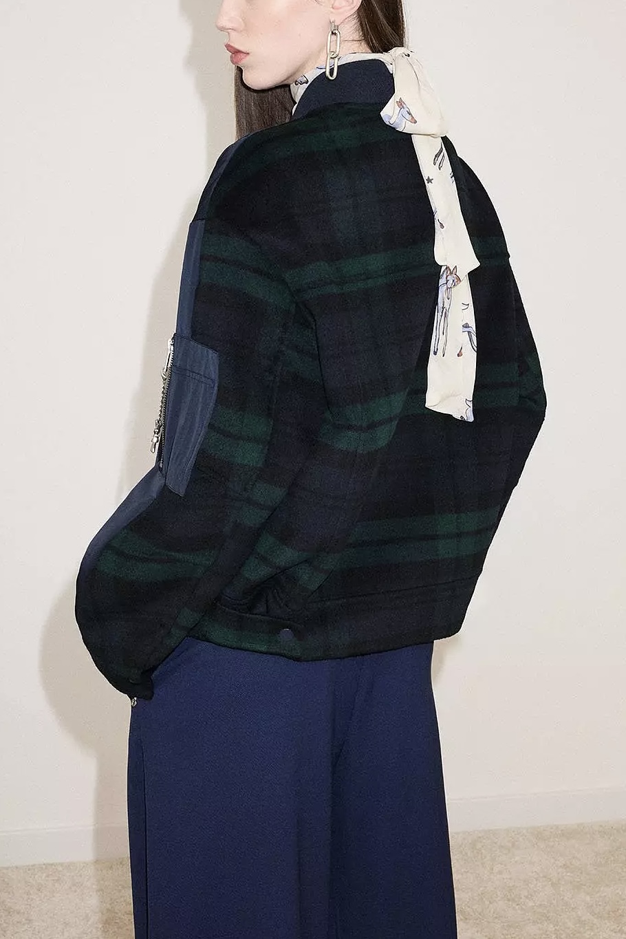 OttodÁme - Patchwork Short Bomber Jacket Navy - 4