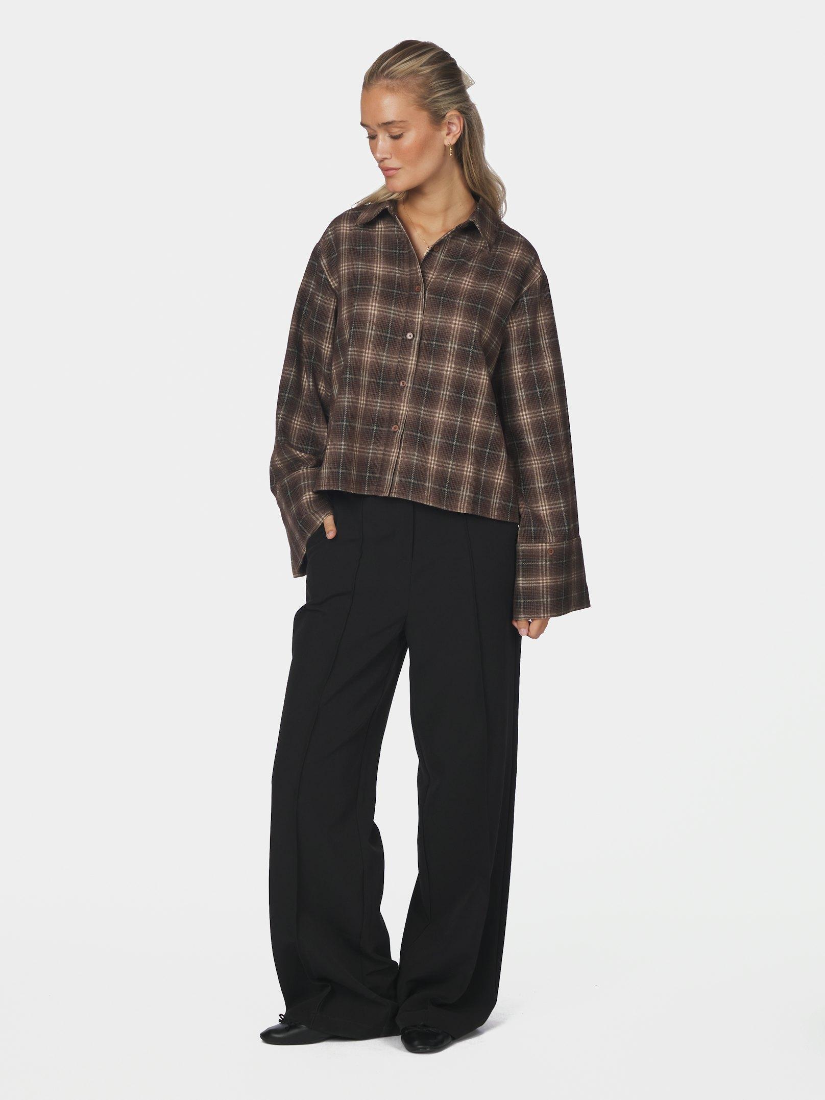 Jaylin Flannel Check Shirt Dark Taupe - 5