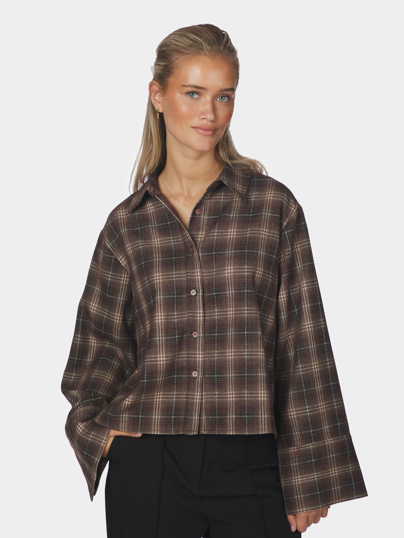 Jaylin Flannel Check Shirt Dark Taupe - 3