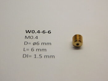 Snäckdrev M0.4 D=ø6 L=6 DI=1.5 mm
