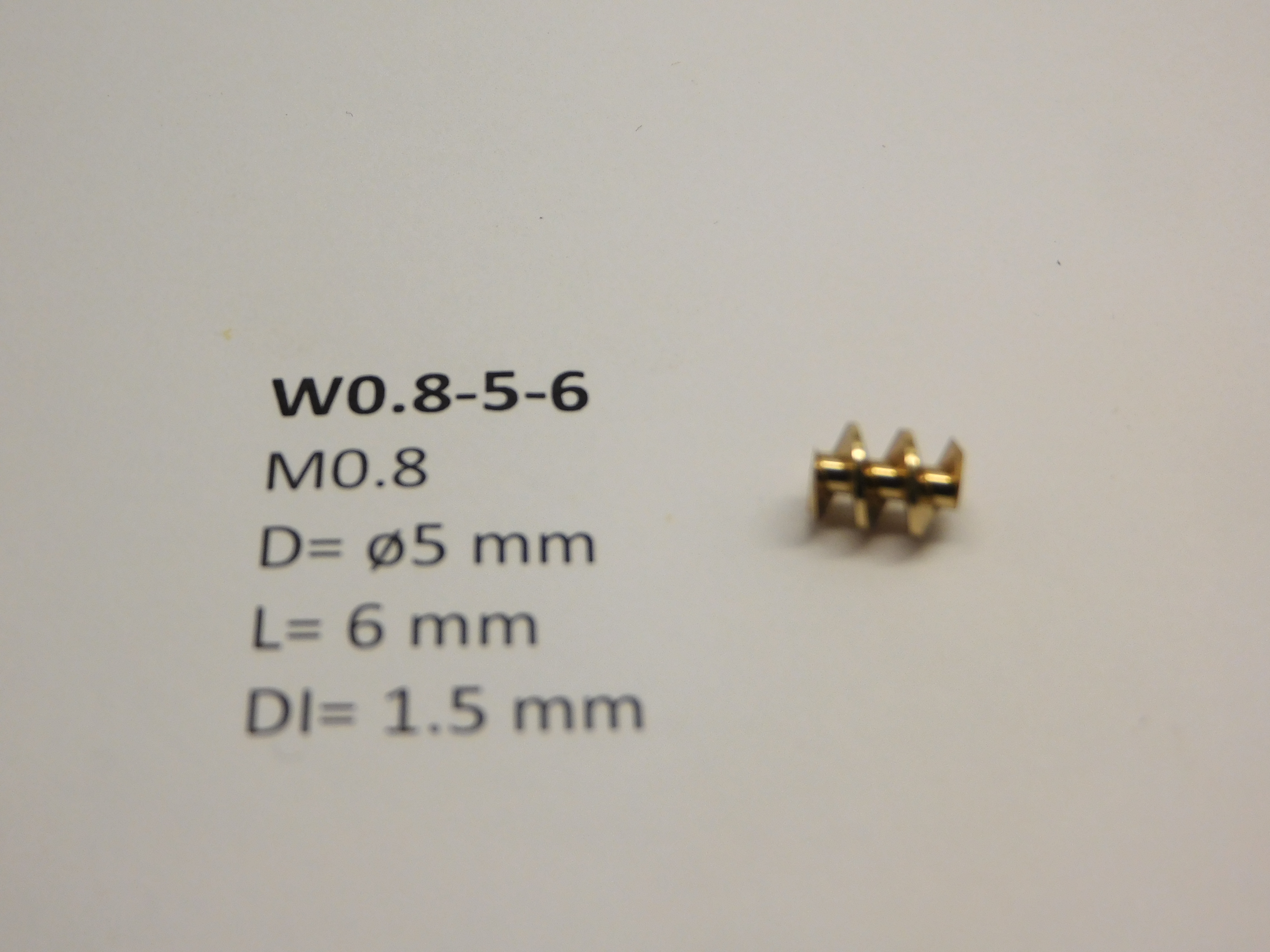 Snäckdrev M0.8 D=ø5 L=6 DI=1.5 mm