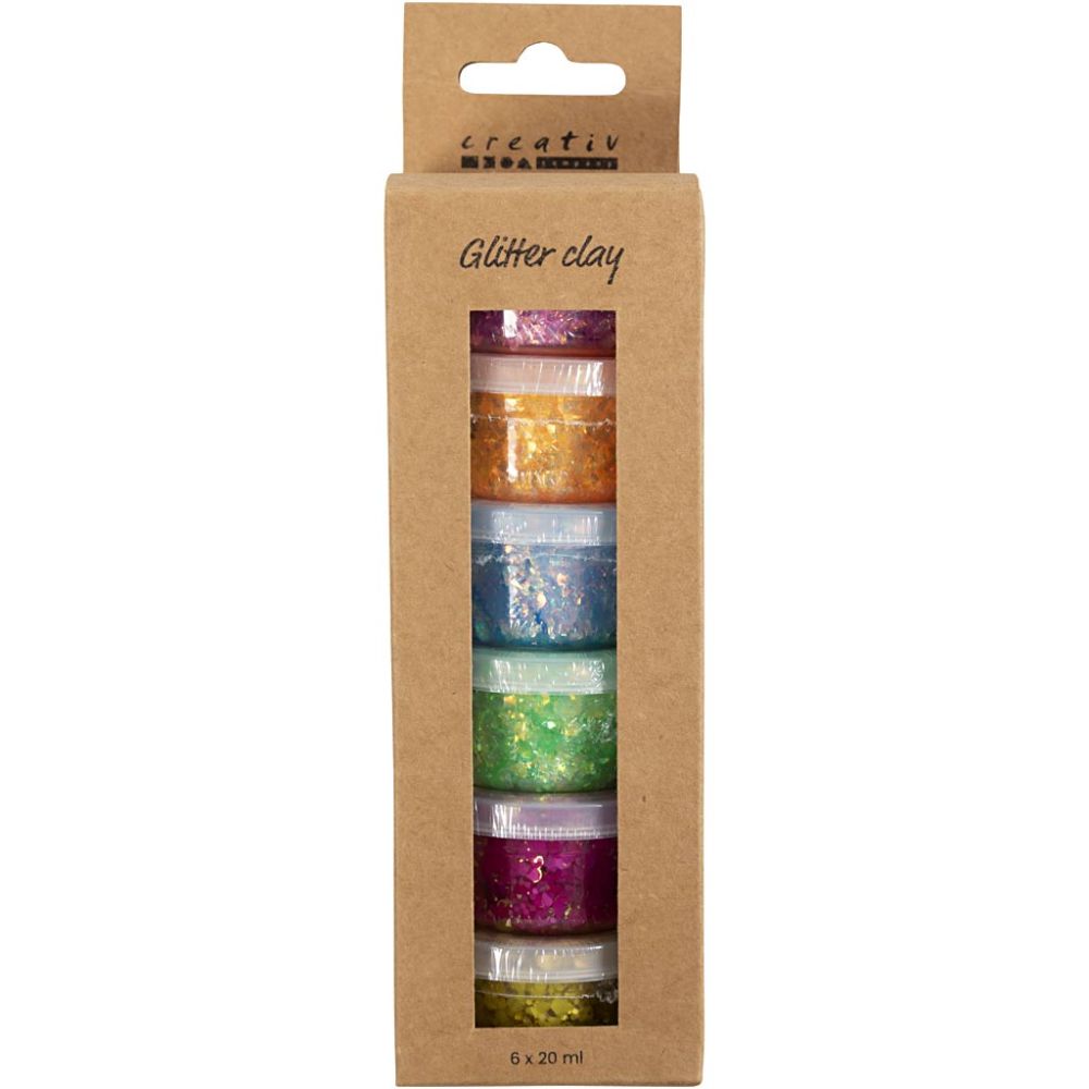 Glitter clay mixade färger, 6x20 ml - 2