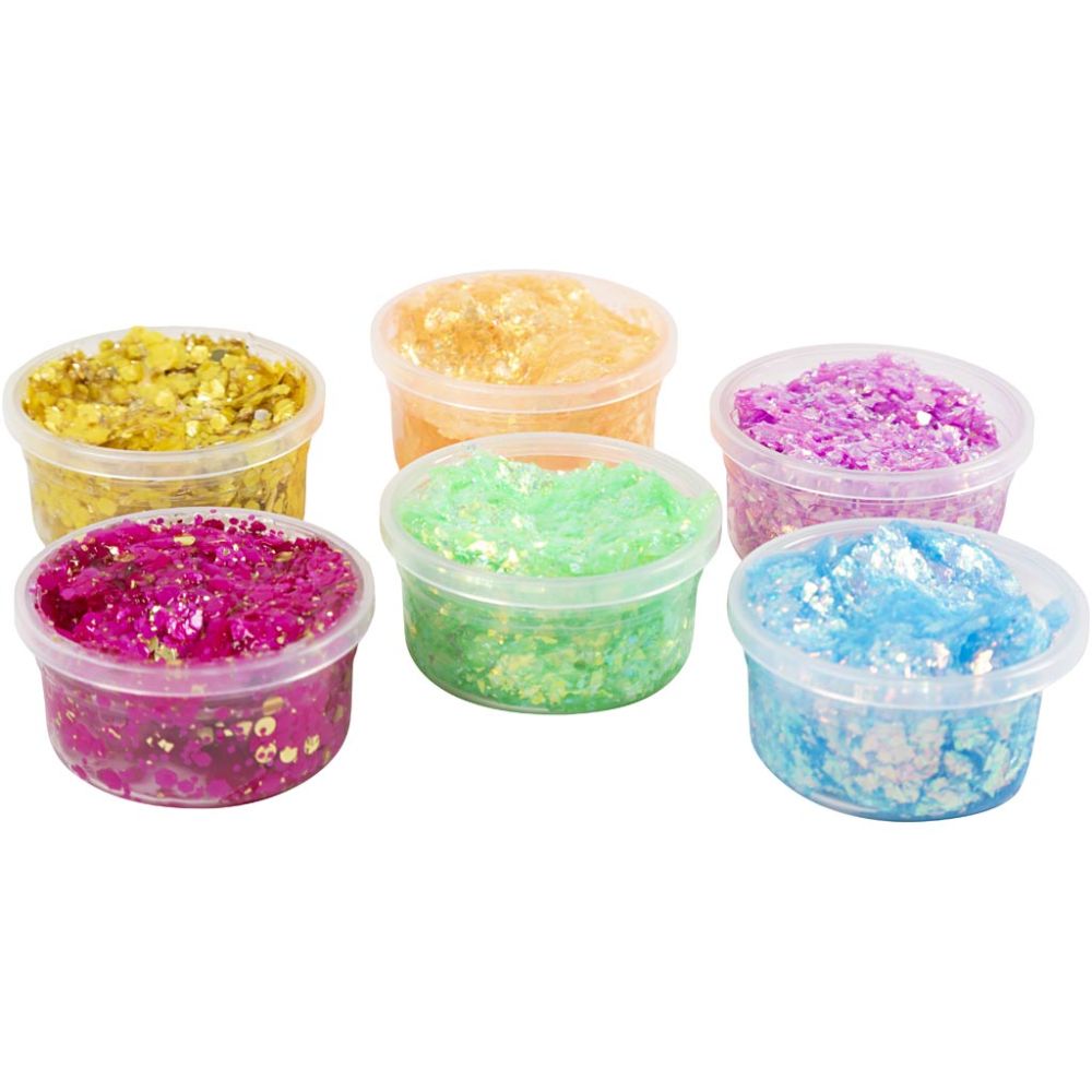 Glitter clay mixade färger, 6x20 ml - 3