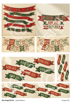 KD Klippark 299 -Röd o Gröna God  Jul Banners 