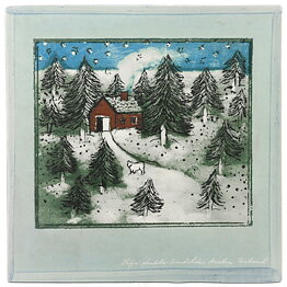 Heljä Liukko-Sundström (1980s) Wall Plaque with House in Winter Forrest Motif 20 cm