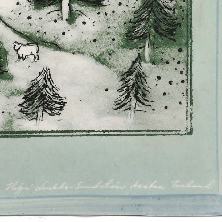 Heljä Liukko-Sundström (1980s) Wall Plaque with House in Winter Forrest Motif 20 cm