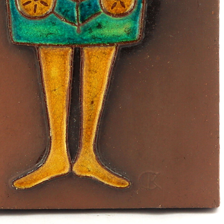Christine Konschak (1960s) Wall Plaque with Colorful Dress Woman 32 cm
