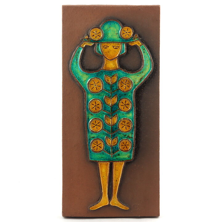 Christine Konschak (1960s) Wall Plaque with Colorful Dress Woman 32 cm
