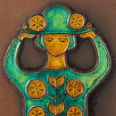 Christine Konschak (1960s) Wall Plaque with Colorful Dress Woman 32 cm