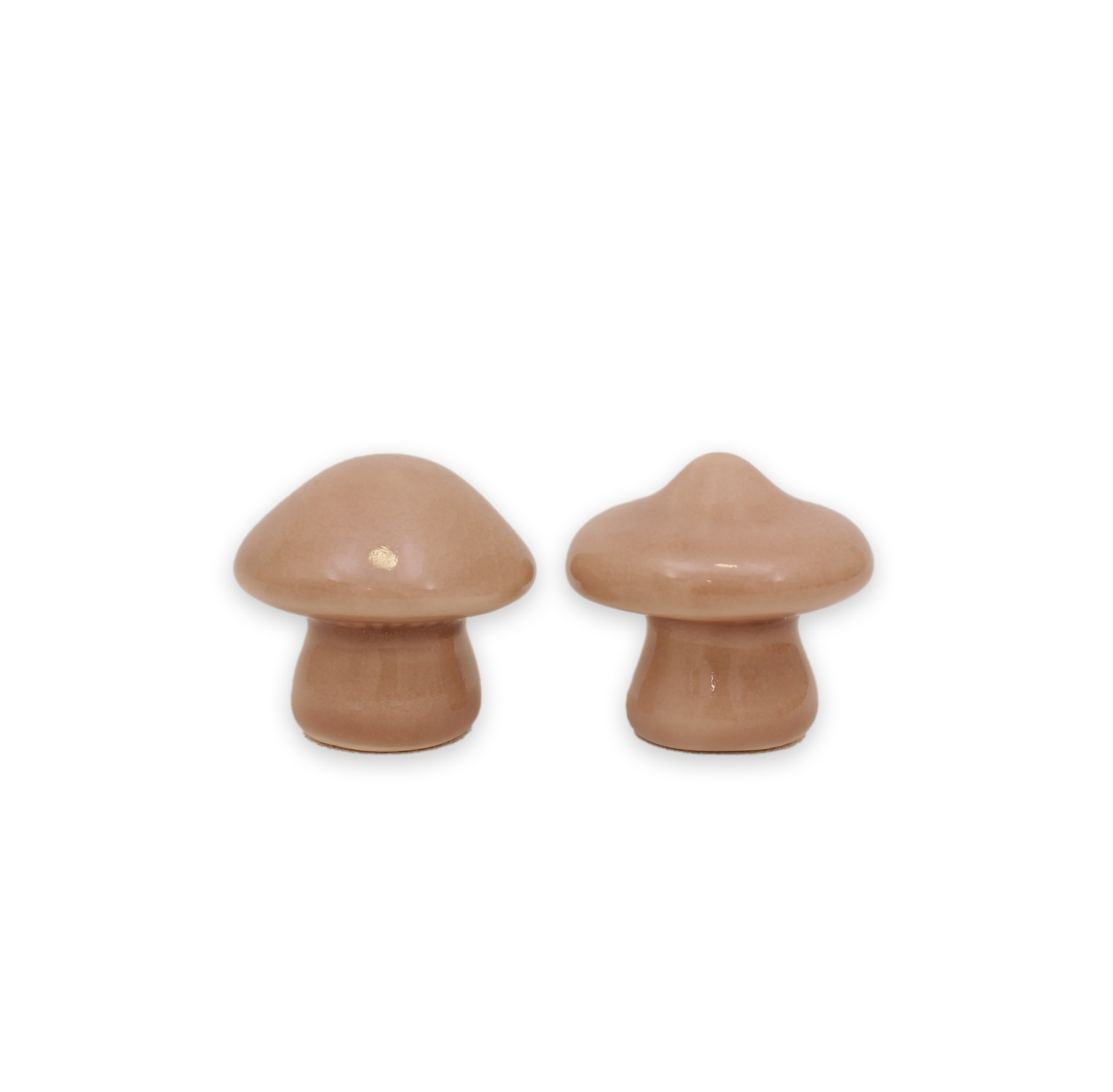 2 st Svampar i beige keramik 4,2 cm - 4