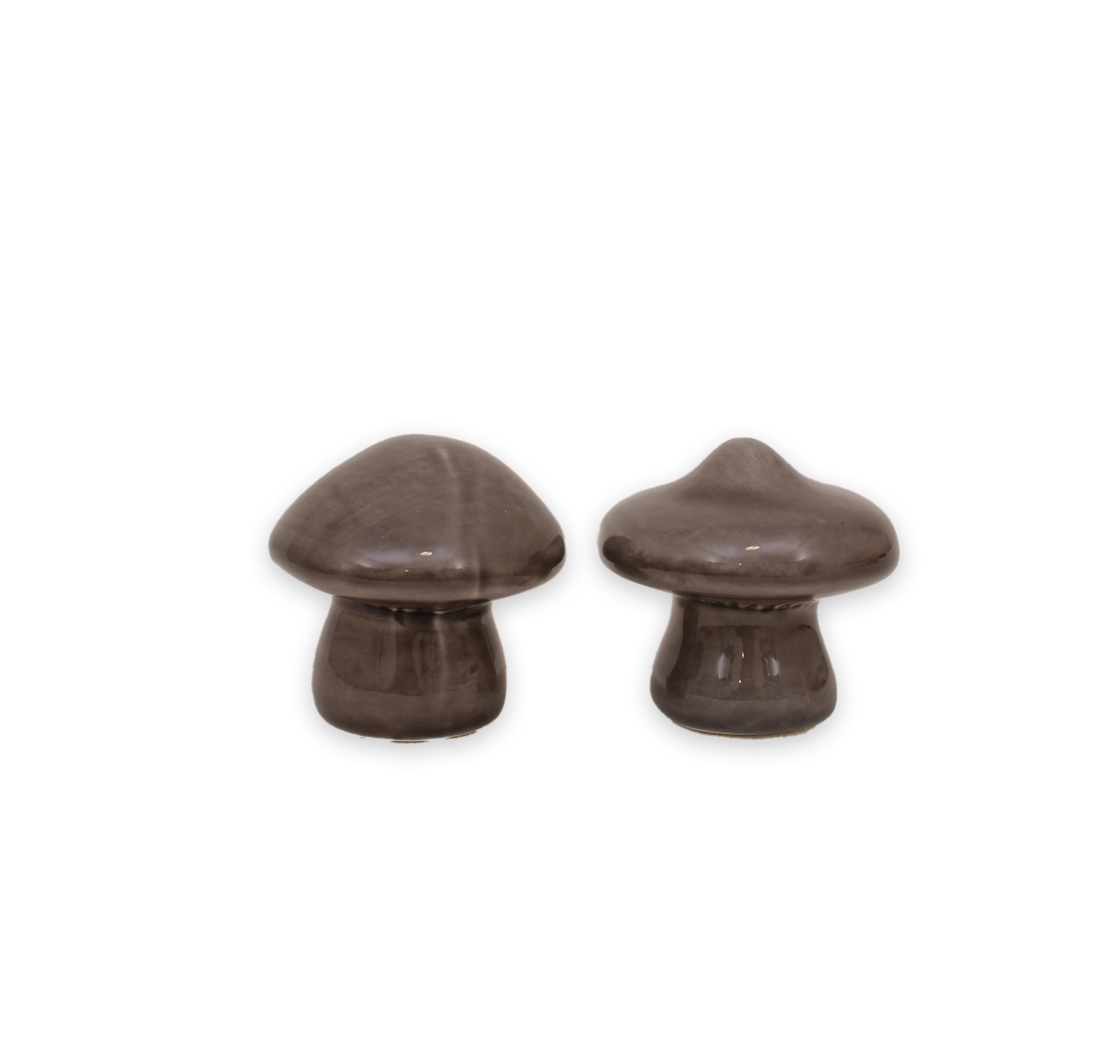 2 st Svampar i grå keramik 4,2 cm - 4