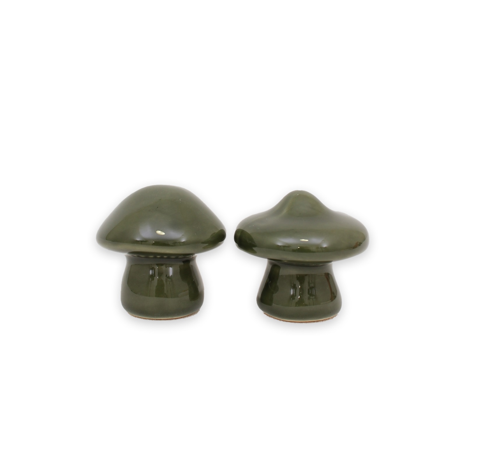 2 st Svampar i grön keramik 4,2 cm - 3