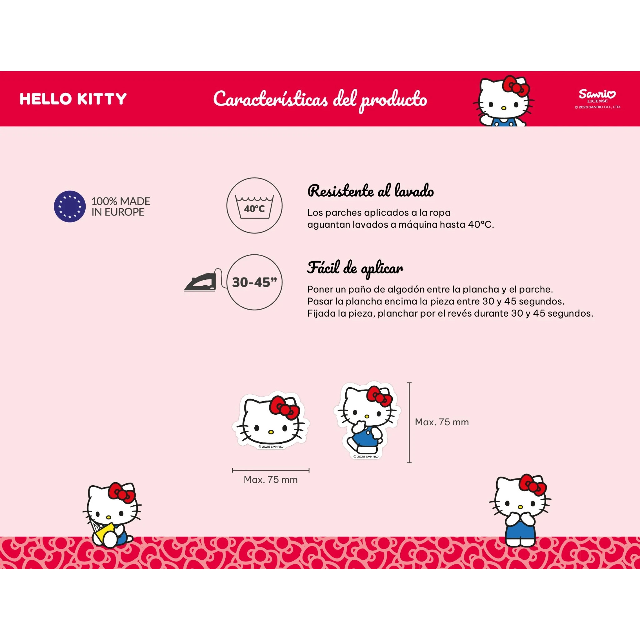 Hello Kitty Tygmärken - 7,5 cm - 6