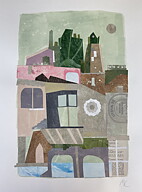 Collage "Paris, Seine" av Maria C Bernhardsson. Orginal utan ram. 70x50cm.
