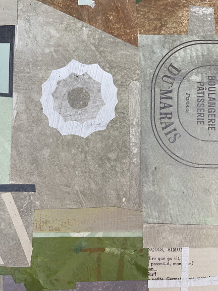 Collage "Paris, Seine" av Maria C Bernhardsson. Orginal utan ram. 70x50cm.