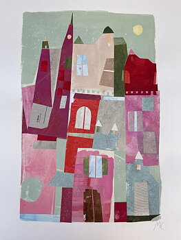 Collage "Paris" av Maria C Bernhardsson. Orginal utan ram. 70x50cm.