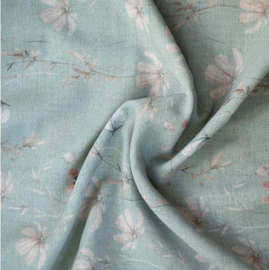 Gardinlängder ljus turkos grön blomster fjärilar shabby chic lantlig stil - 2