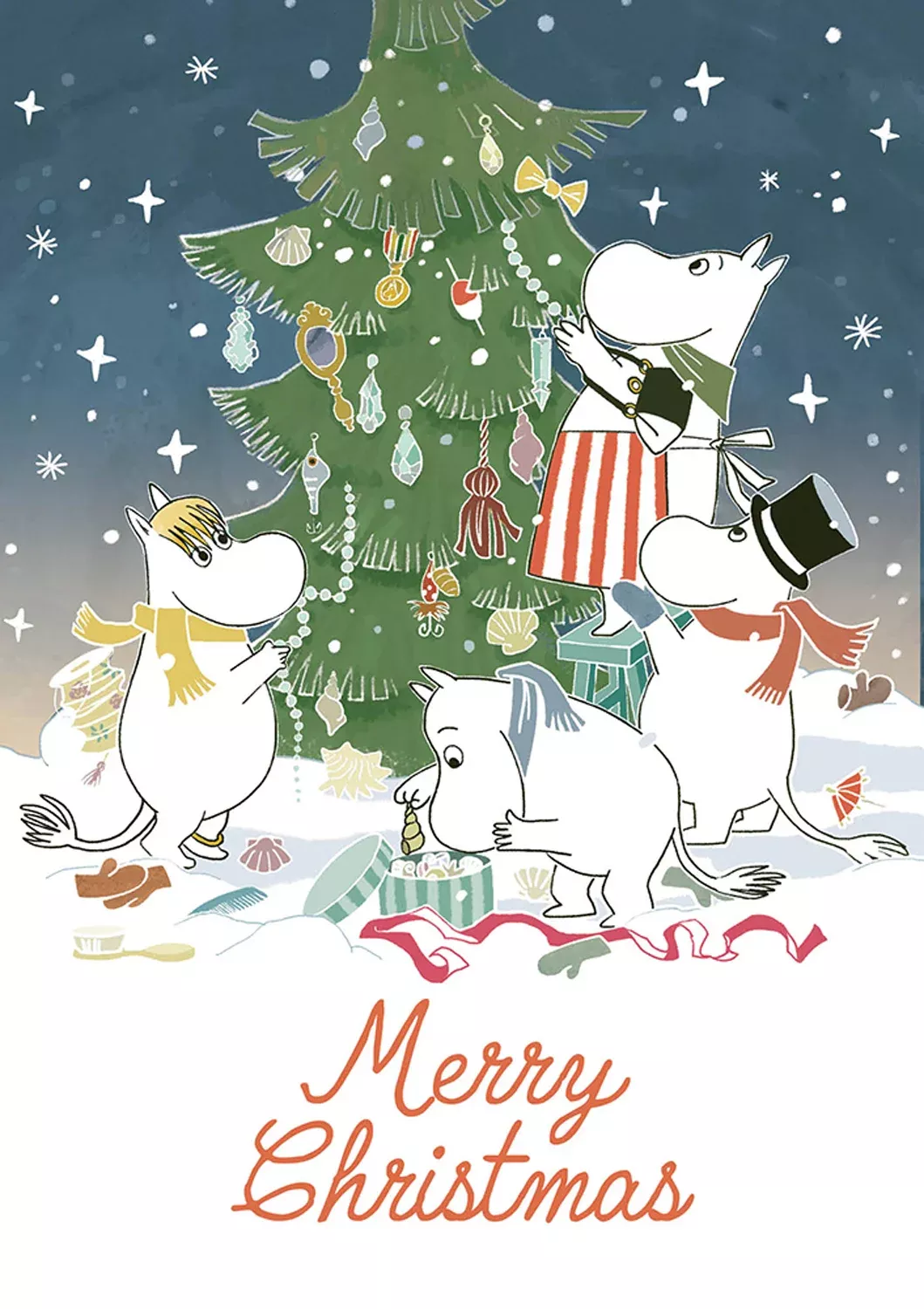 Moomin Merry Christmas Decorating Tree Greeting Card