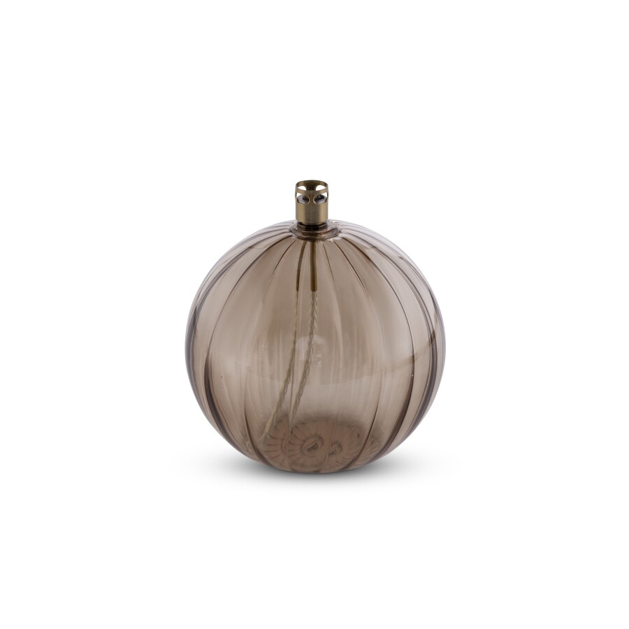 Oil lamp glass patterned - round - Ø13 cm - Champagne - 2