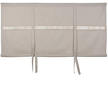 Hissgardin linne-beige spets knytband shabby chic lantlig stil