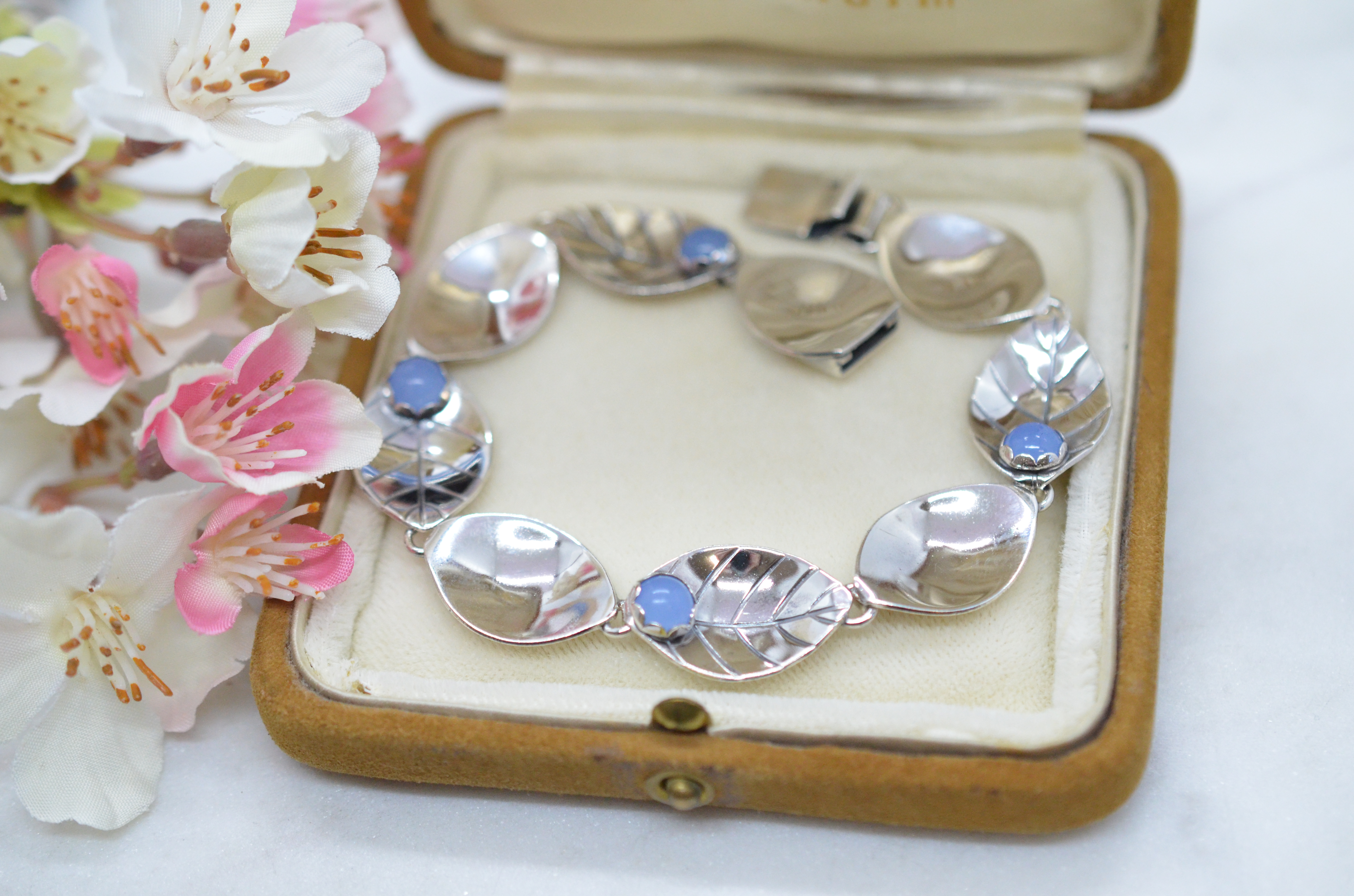 Vintage Alton silverarmband med kalcedon