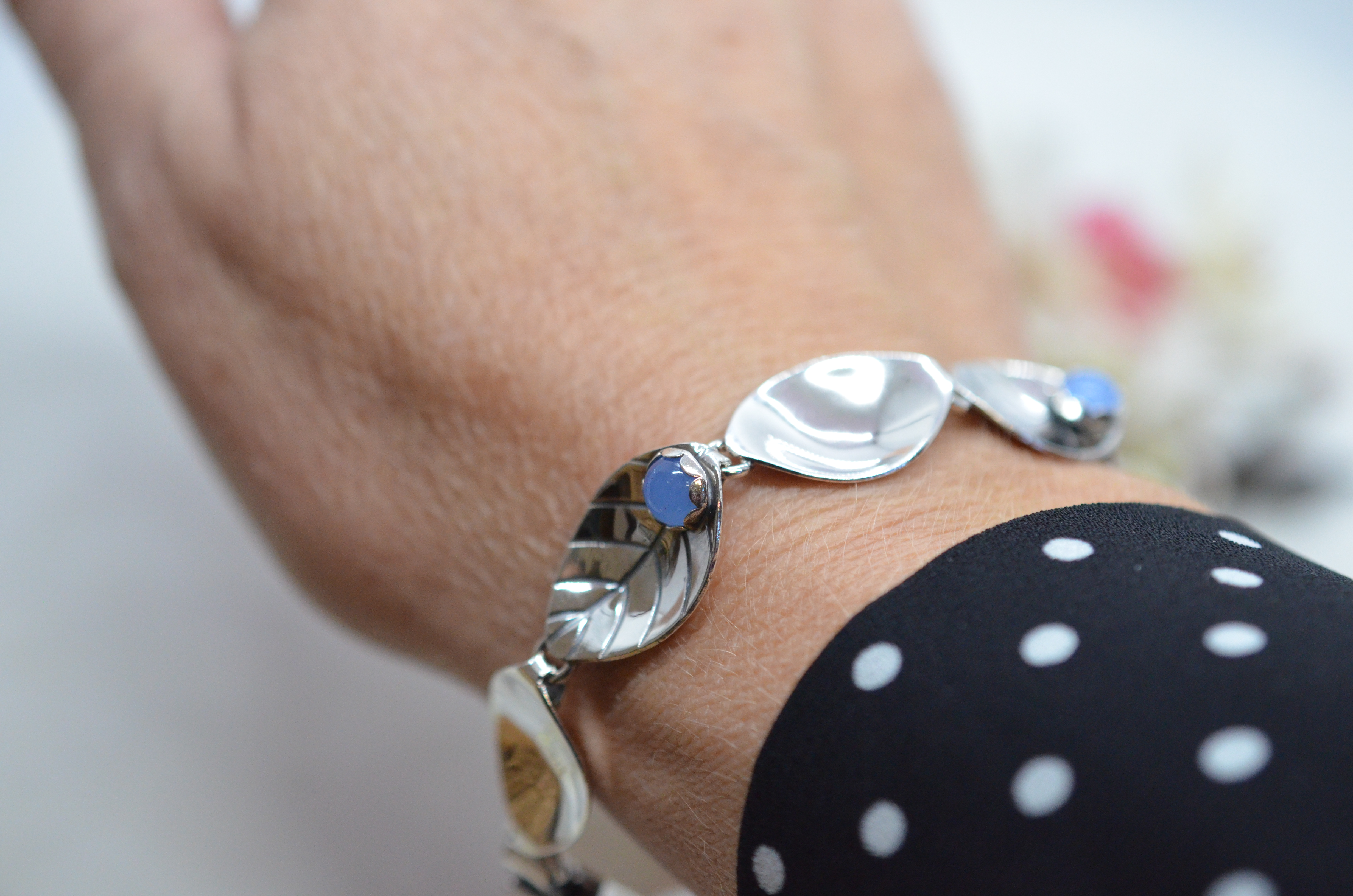 Vintage Alton silver bracelet with chalcedony - 7
