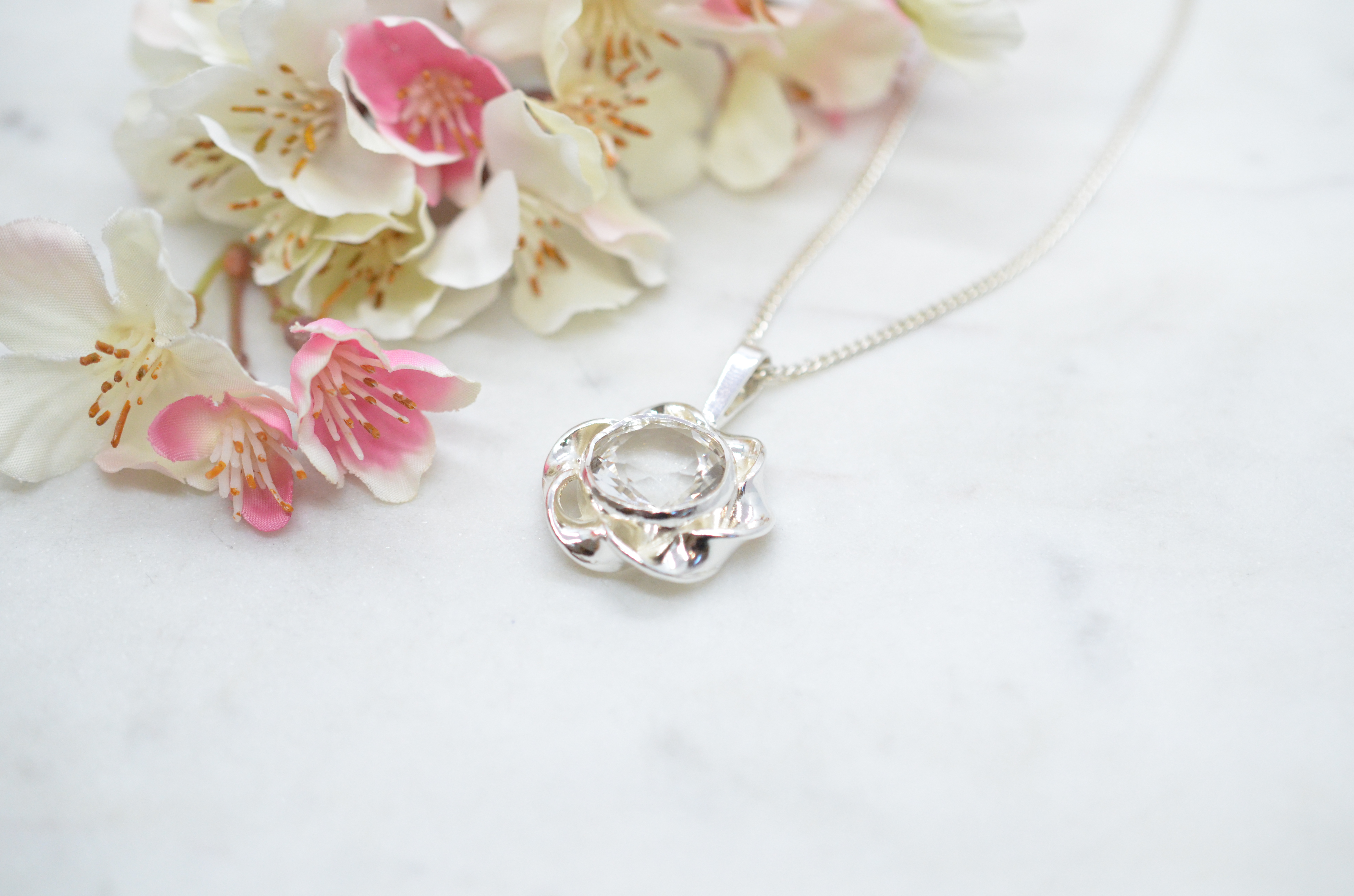 Vintage Alton silverhalsband med bergkristall