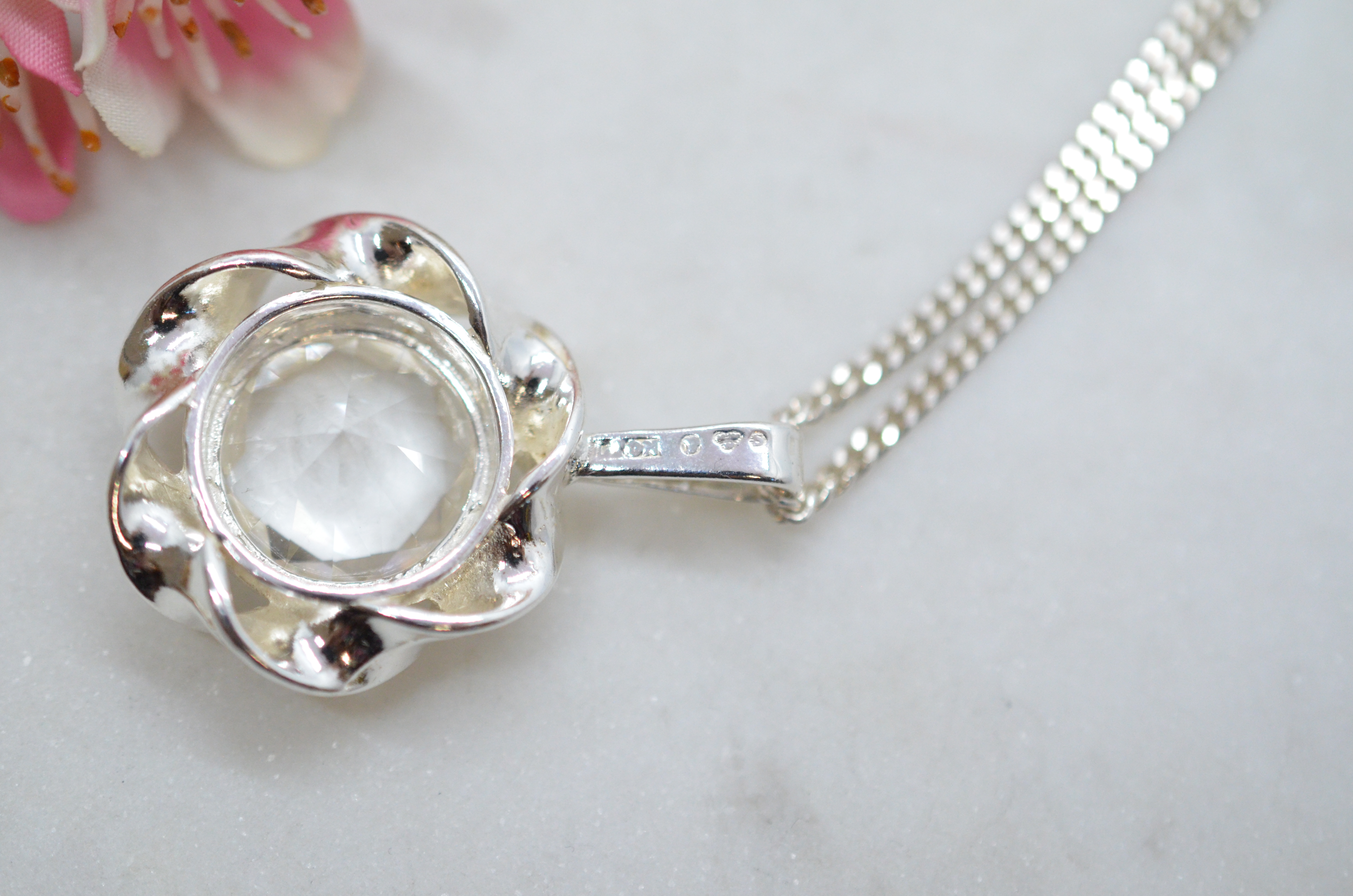 Vintage Alton silverhalsband med bergkristall - 3